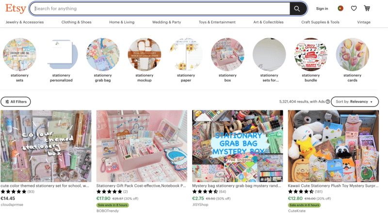 etsy stationary stores