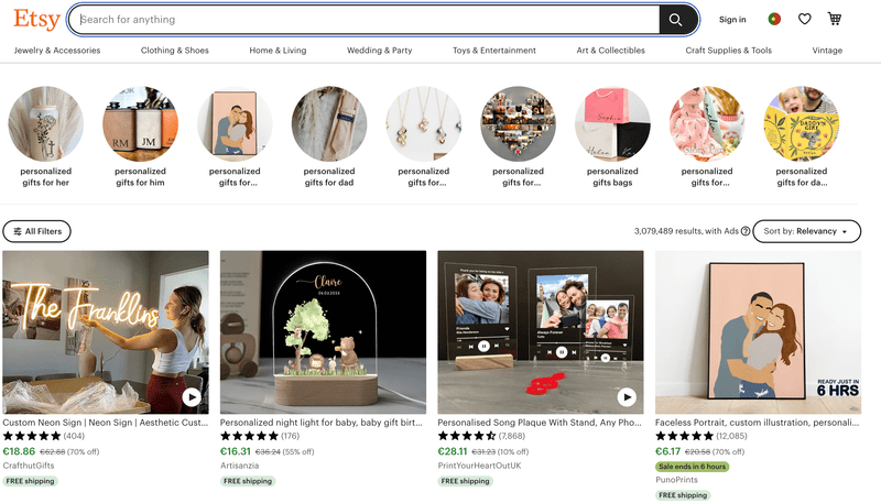 etsy personalized gifts stores