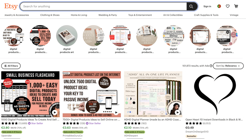 etsy digital product stores