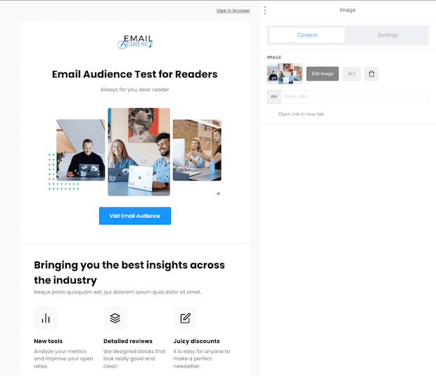 MailerLite email marketing service drag and drop editor
