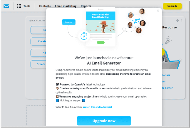 Générateur d'e-mails AI de GetResponse pour le marketing par e-mail