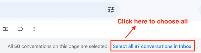 sélectionner tous les courriels dans gmail