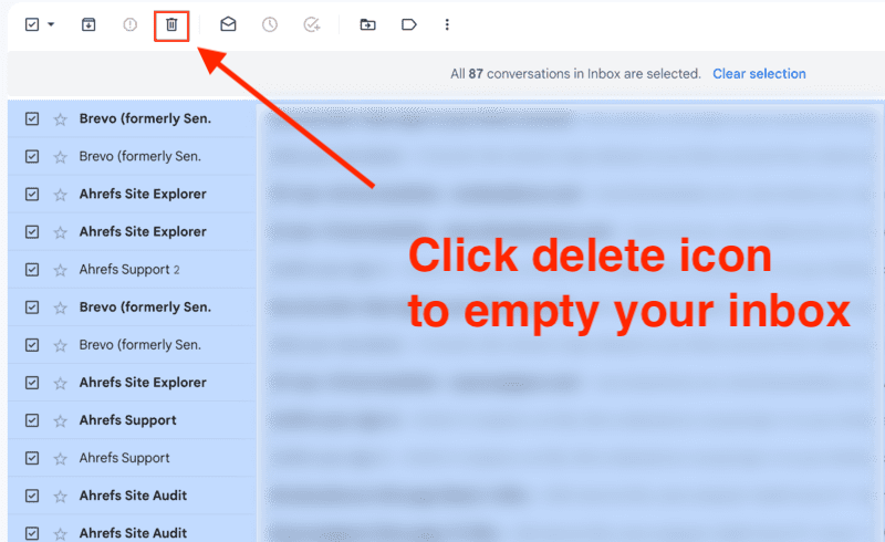 supprimer tous les emails dans gmail