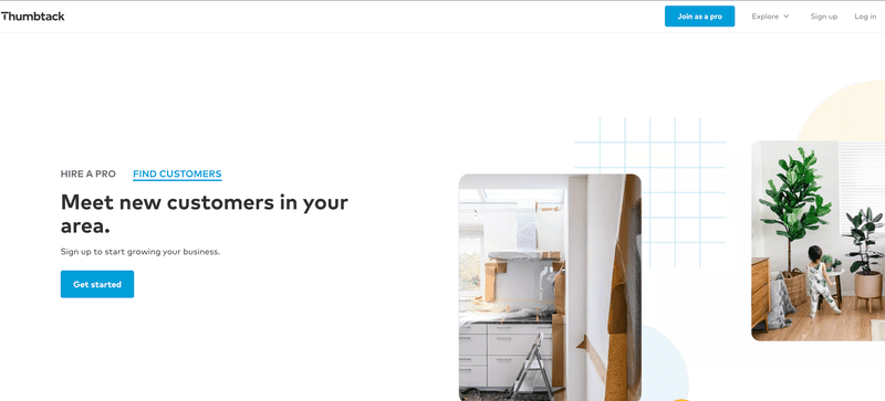 page d'accueil de thumbtack