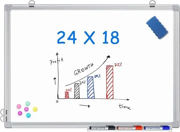 Tableau blanc magnétique 24 x 18 Tableau effaçable à sec Tableau blanc suspendu au mur avec 3 stylos effaçables à sec