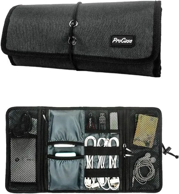 ProCase Electronic Organizer Cord Pouch, Travel Cable Charger Phone Accessories Bag