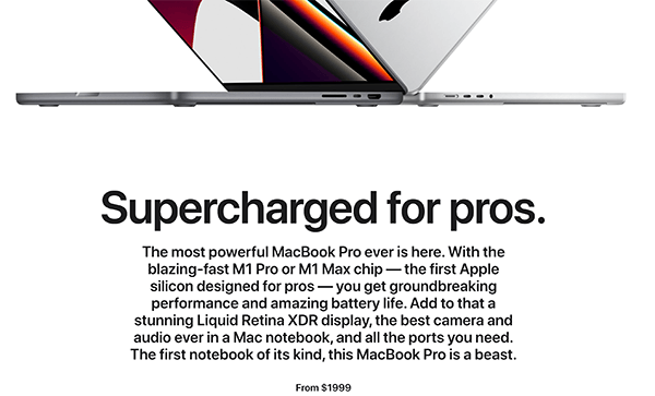 page d'accueil des ordinateurs portables apple m1