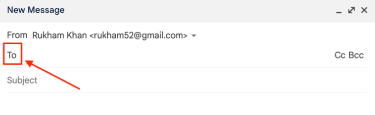 champ gmail pour ajouter des destinataires