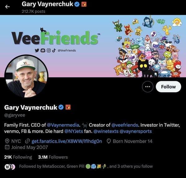 Profil X de Gary vee
