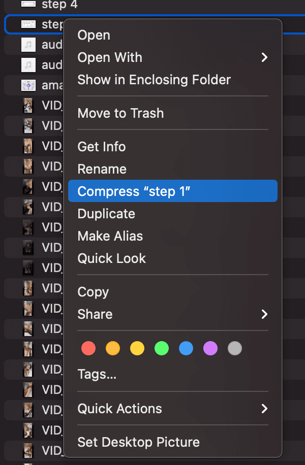 compression de fichiers/dossiers dans Macos