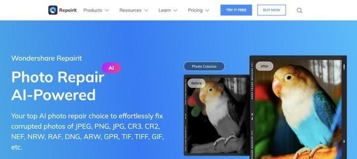 réparation de photos alimentée par IA