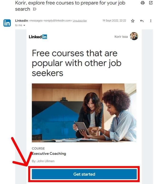 CTA de campagne d'e-mail solide de LinkedIn