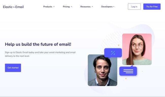 Page d'accueil d'Elastic Email, alternative à SendGrid