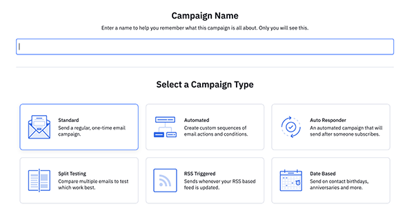 options de type de campagne