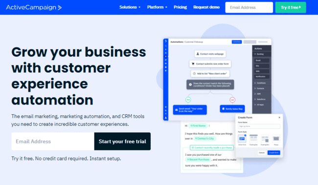Tableau de bord d'automatisation du marketing par e-mail ActiveCampaign