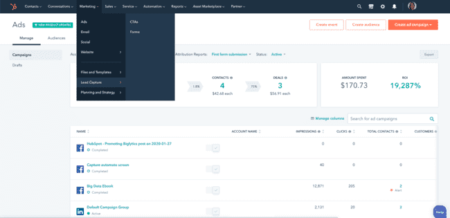 Plateforme marketing Hubspot