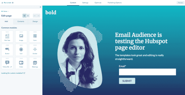 Éditeur de pages Hubspot