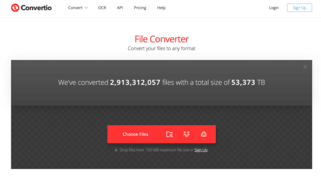 Convertisseur vidéo en ligne basé sur le cloud Convertio