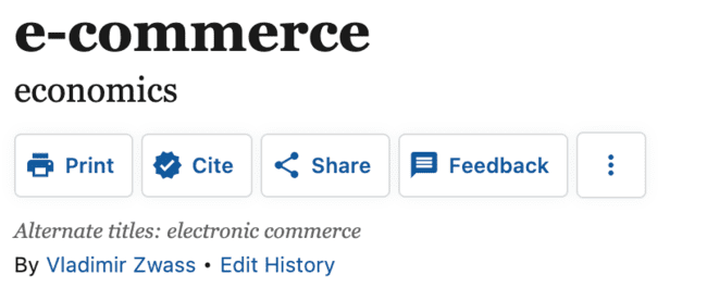 Britannica orthographe précise de e-commerce