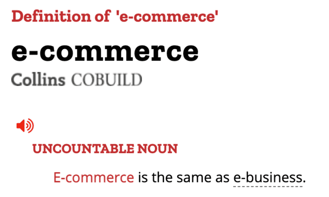 Orthographe du dictionnaire Collins pour le commerce électronique
